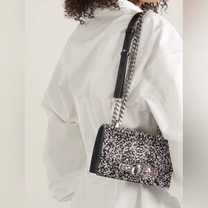 NEW🔥Alexander McQueen Crystal Embellished Studded Skull Knuckle Ring Bag🔥
